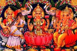Sarasvati, Lakshmi et Ganesh